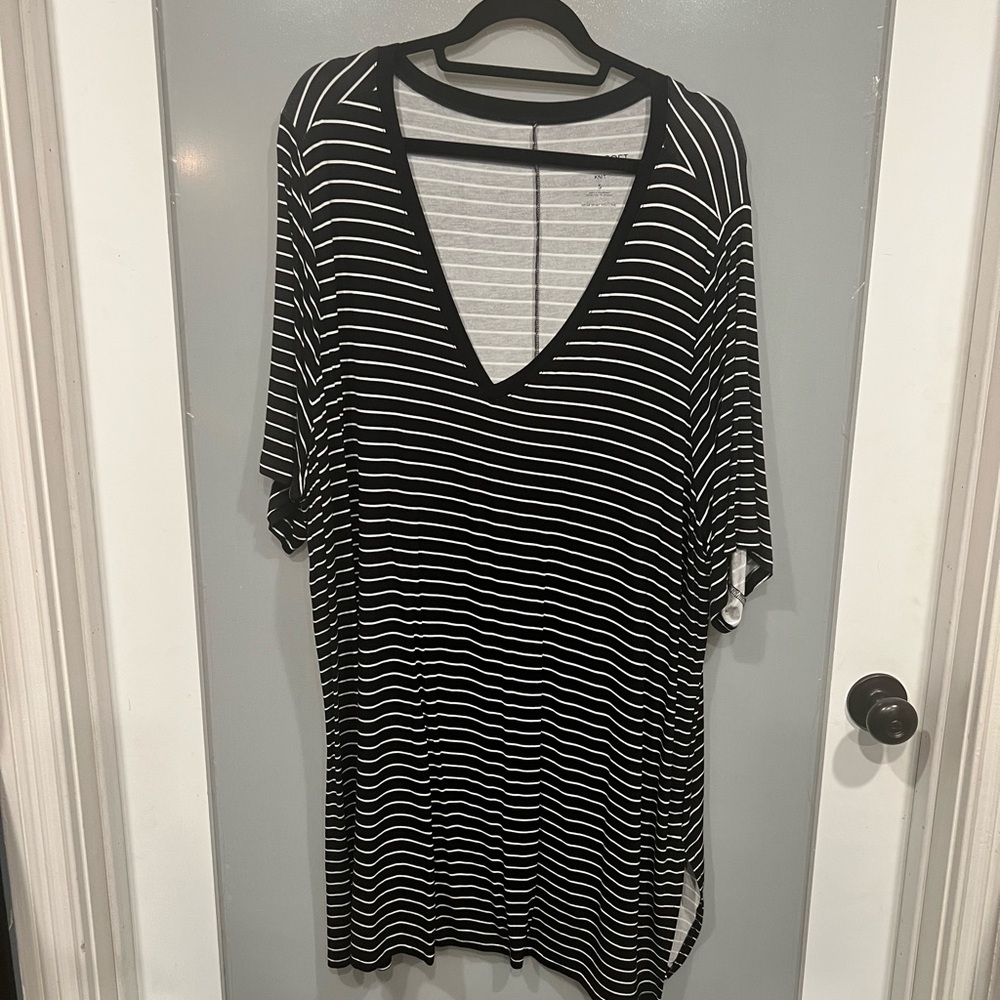 Torrid Black and White Striped Tunic